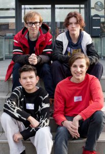 Im Interview: Makeev, Fynn, Vitus und Mion, 8.-11. Klasse der Evangelischen Schule Berlin Zentrum.
